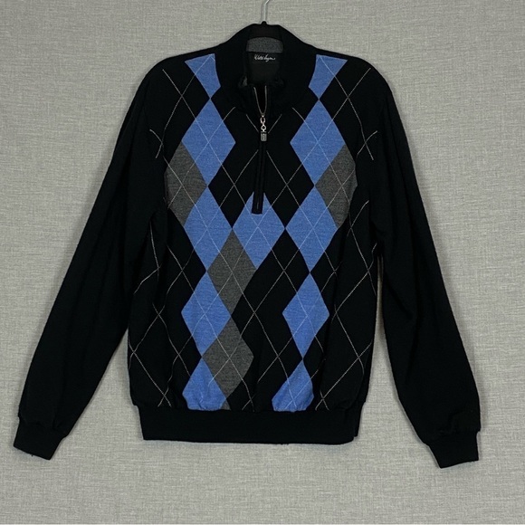 Walter Hagen Wool Argyle Sweater Half Zip Sz Medium Fully Lined - Picture 11 of 12